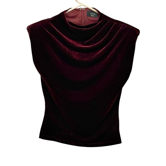 Vici Tops - Deep Red Velvet Draped Cowl S Whimsigoth Dark Academia Romantic Goth Vamp